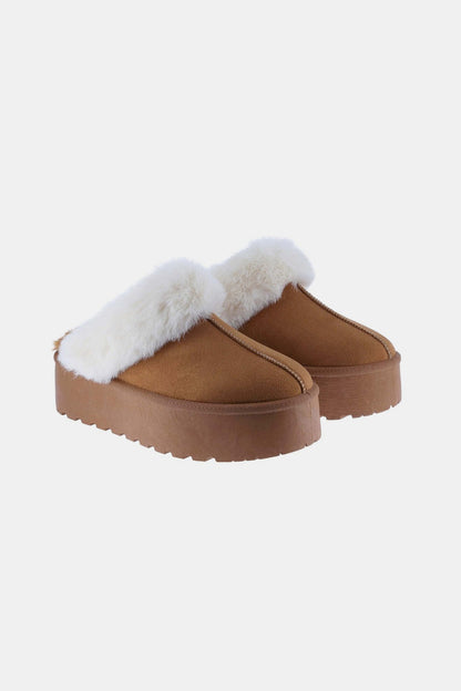 Weeboo Thick Bottom Fur Trim Snow Slippers - Folded Express