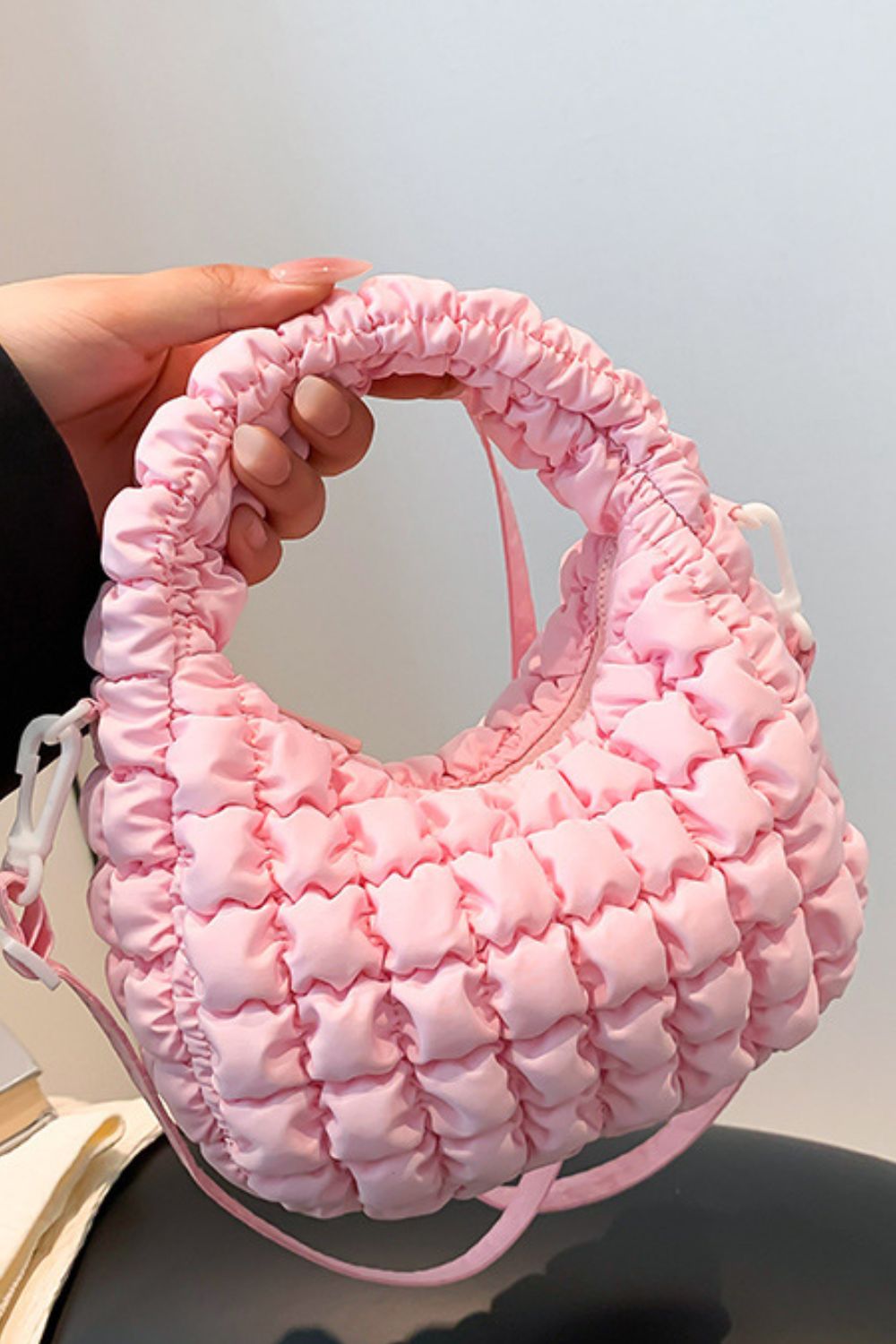 Quilted Puffy Removable Strap Crossbody Bag - Folded Express