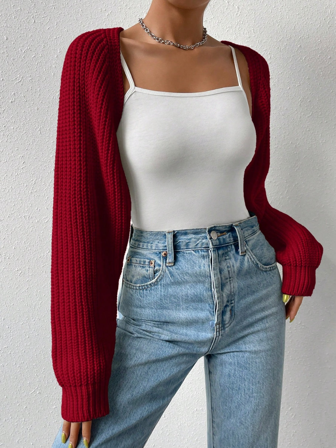 Honey Open Front Long Sleeve Cropped Cardigan - Folded Express