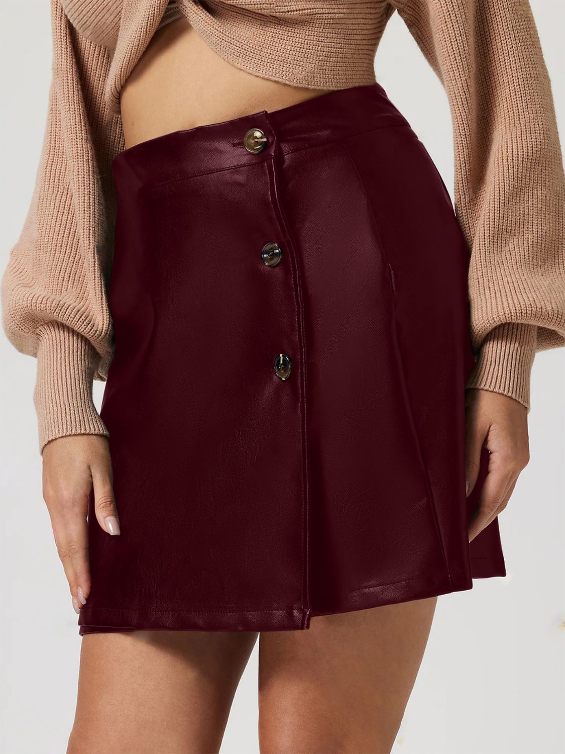 Buttoned High Rise Mini Skirt - Folded Express