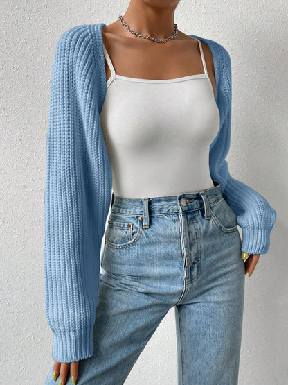 Honey Open Front Long Sleeve Cropped Cardigan - Folded Express