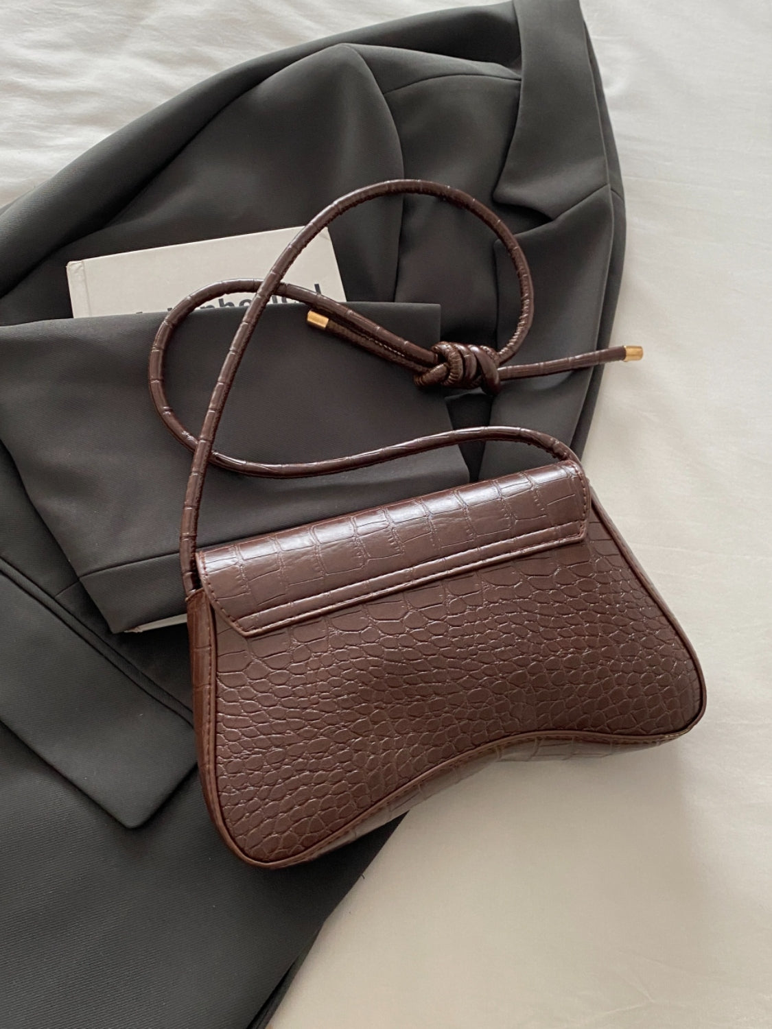 PU Leather Texture Crossbody Bag - Folded Express