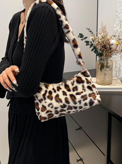 Leopard Fluff Shoulder Bag - Folded Express