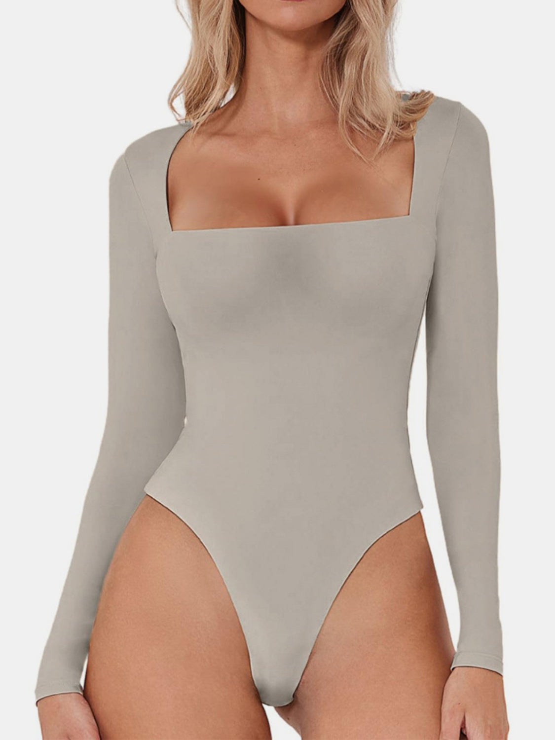 Square Neck Long Sleeve Bodysuit - Folded Express