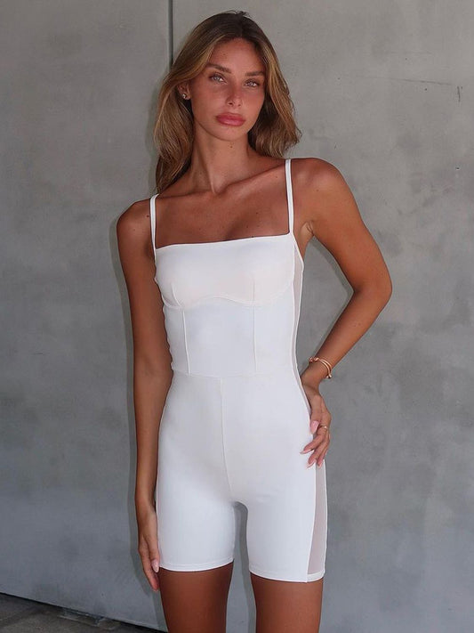 Perfee Square Neck Spaghetti Strap Romper - Folded Express