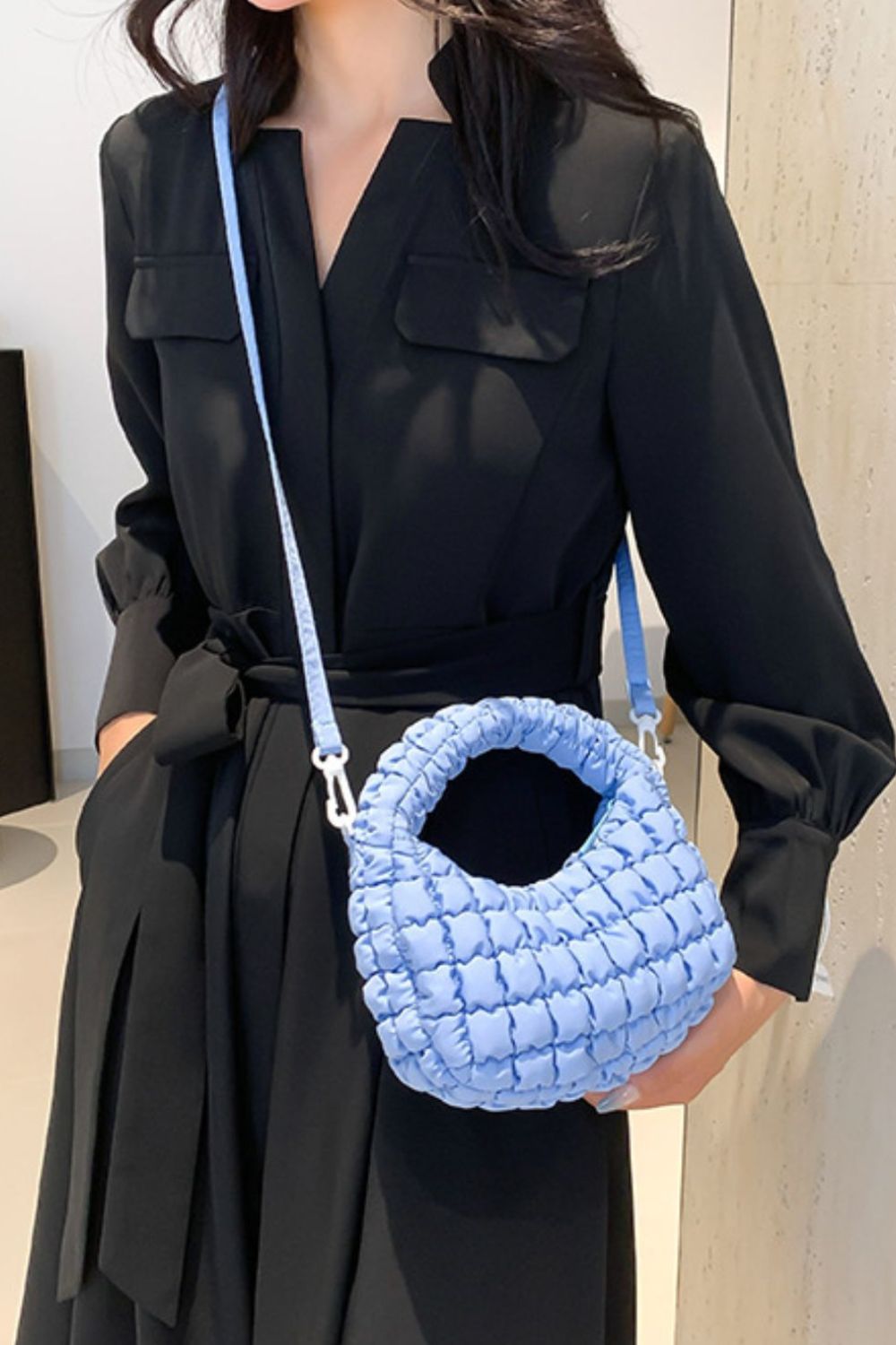 Quilted Puffy Removable Strap Crossbody Bag - Folded Express