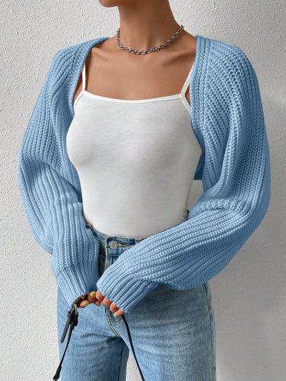 Honey Open Front Long Sleeve Cropped Cardigan - Folded Express