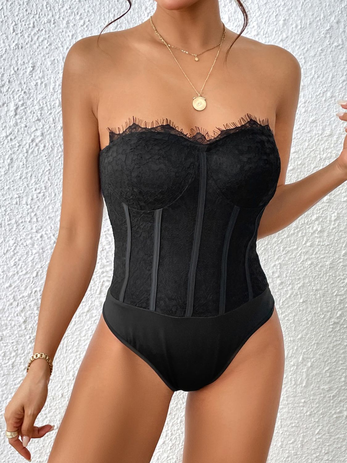 Perfee Strapless Sweetheart Neck Bodysuit - Folded Express