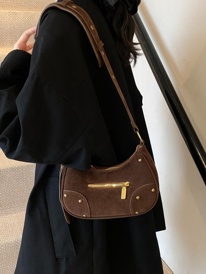 Suede Adjustable Strap Shoulder Bag - Folded Express