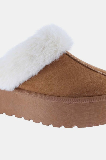 Weeboo Thick Bottom Fur Trim Snow Slippers - Folded Express