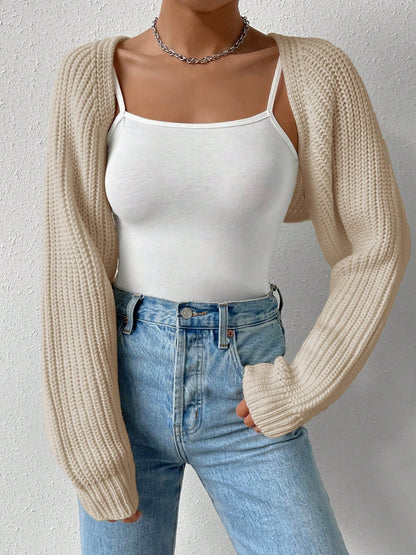 Honey Open Front Long Sleeve Cropped Cardigan - Folded Express