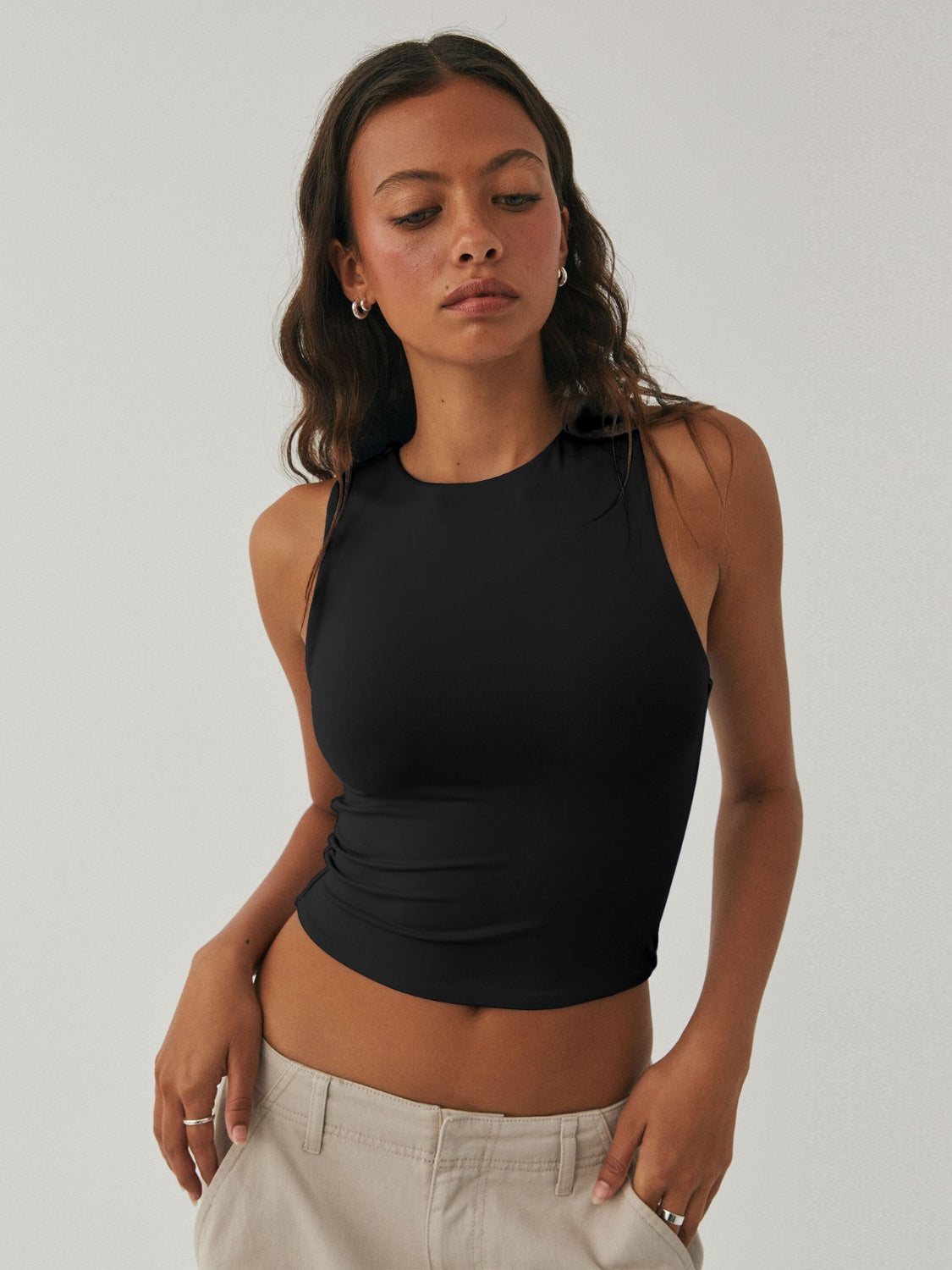 Round Neck Cropped Tank - Folded Express