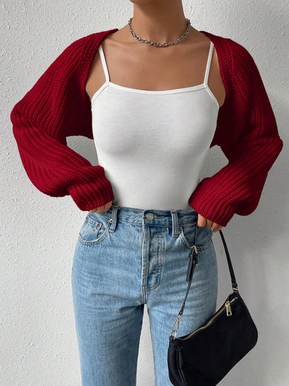 Honey Open Front Long Sleeve Cropped Cardigan - Folded Express