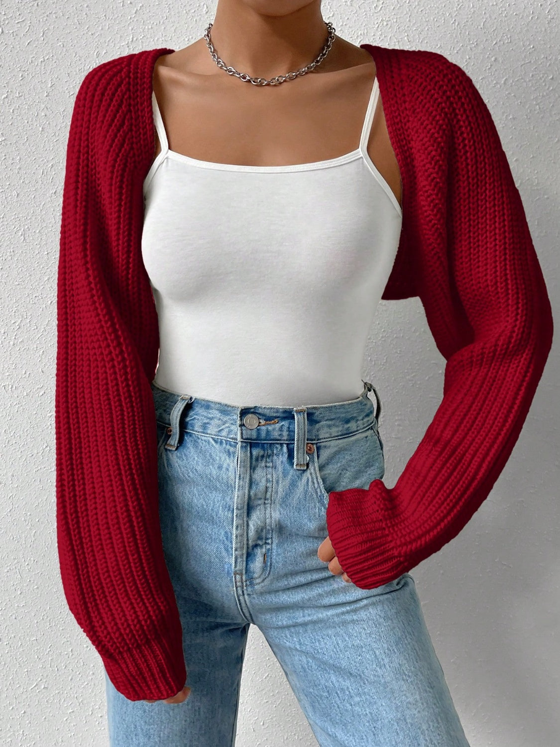 Honey Open Front Long Sleeve Cropped Cardigan - Folded Express