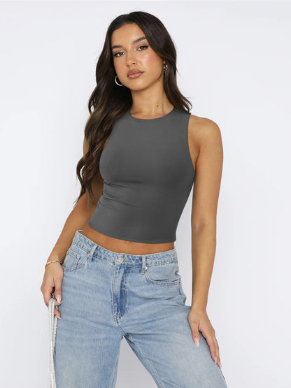 Round Neck Cropped Tank - Folded Express