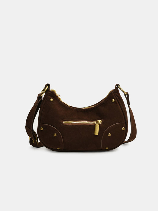 Suede Adjustable Strap Shoulder Bag - Folded Express