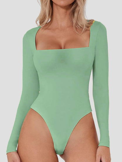 Square Neck Long Sleeve Bodysuit - Folded Express