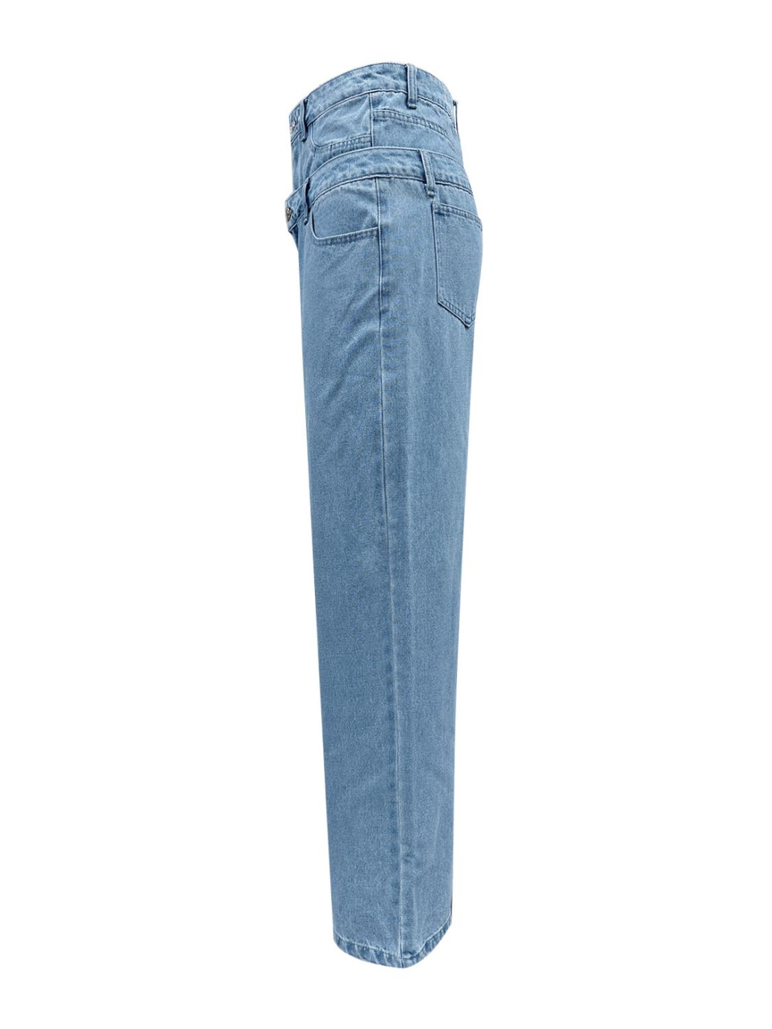 Faux Layered High Waist Jeans - Folded Express