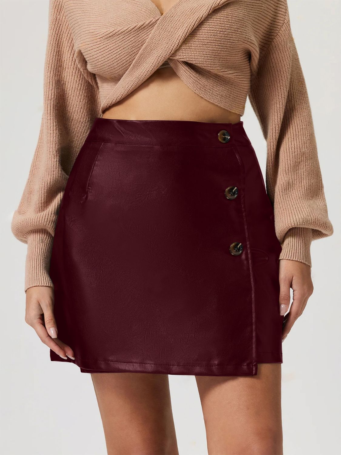 Buttoned High Rise Mini Skirt - Folded Express