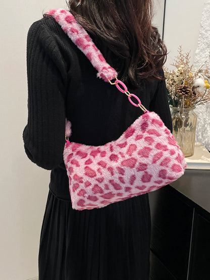 Leopard Fluff Shoulder Bag - Folded Express