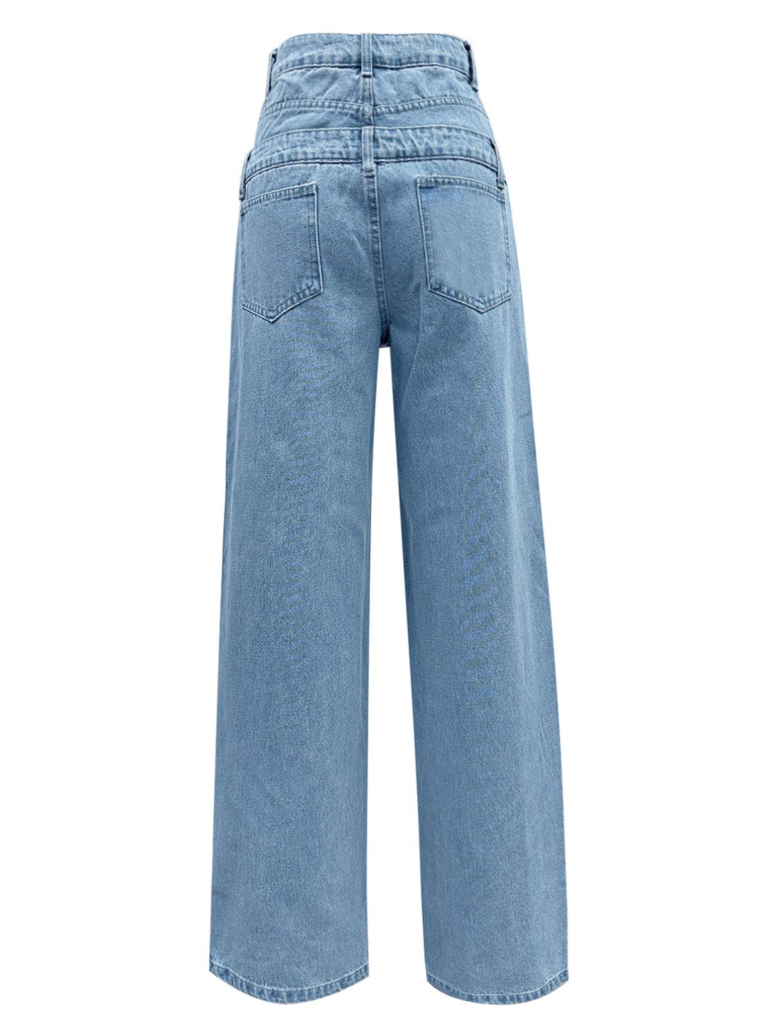 Faux Layered High Waist Jeans - Folded Express