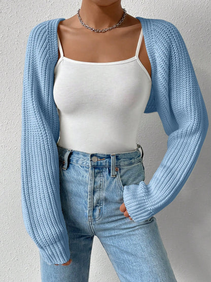 Honey Open Front Long Sleeve Cropped Cardigan - Folded Express